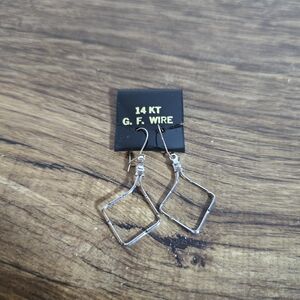 14 KT Gold Filled (G.F.) wire geometric dangle earrings.